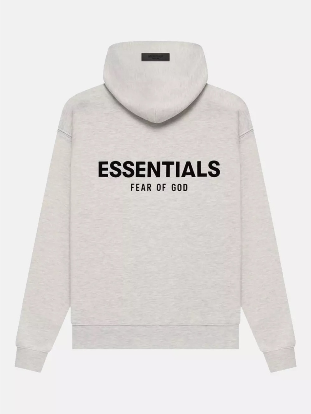 Fear of God ESSENTIALS Heather Light Gray Back-Logo Hoodie